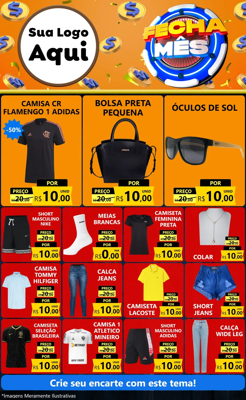 Modelo de Encarte para Encarte Grande com o tema Fecha Mês para Roupas e acessórios