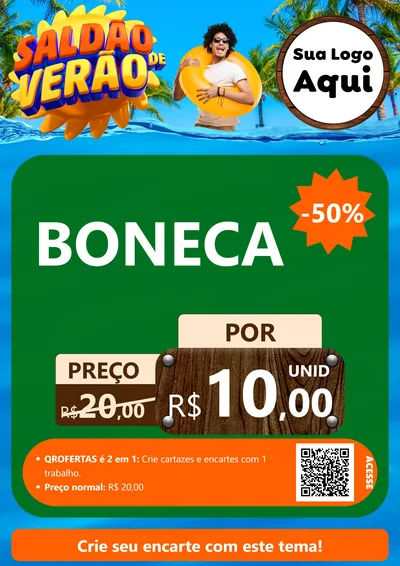 Modelo de Cartaz para Cartaz A4 Vertical com o tema Saldão de Verão para Brinquedos