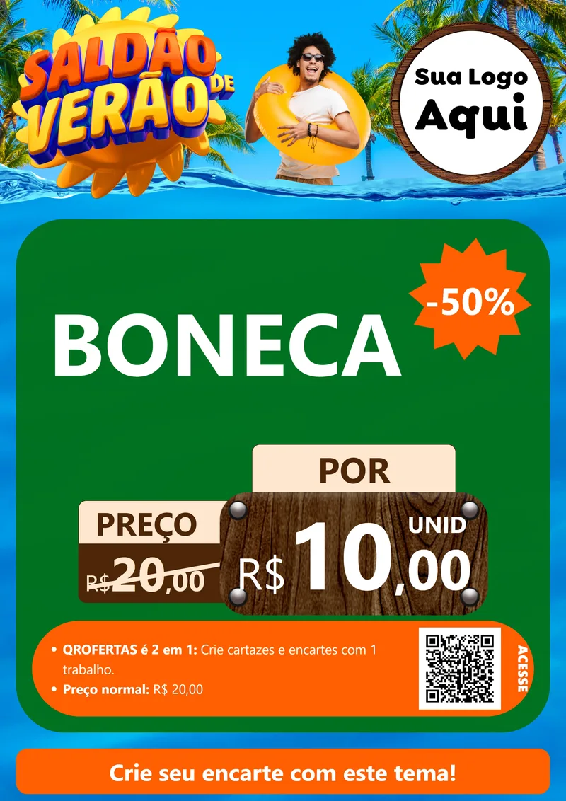 Modelo de Cartaz para Cartaz A4 Vertical com o tema Saldão de Verão para Brinquedos