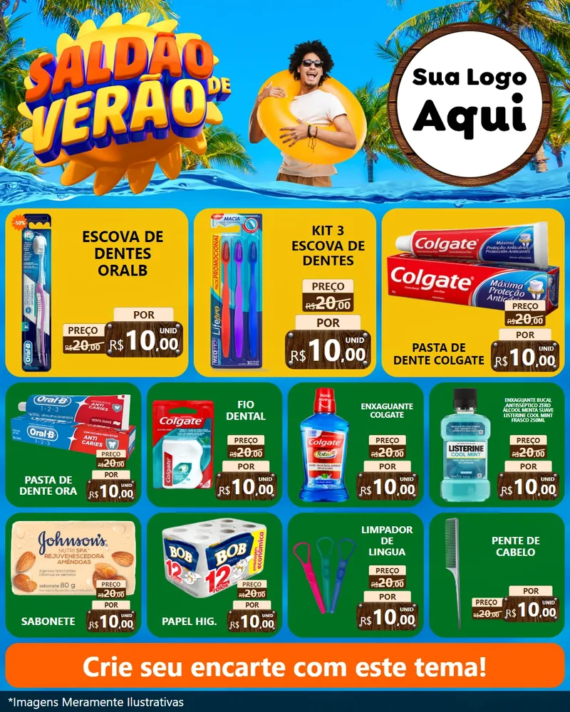 Modelo de Rede Social para Feed Instagram com o tema Saldão de Verão para Higiene Pessoal