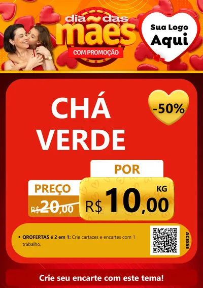 Modelo de Cartaz para Cartaz A4 Vertical com o tema Dia das Mães com Promoção para Produtos Naturais