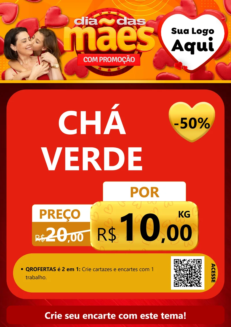 Modelo de Cartaz para Cartaz A4 Vertical com o tema Dia das Mães com Promoção para Produtos Naturais