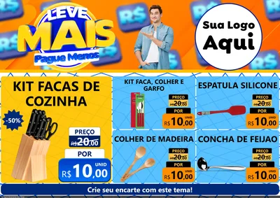Modelo de Encarte para Encarte A4 Horizontal com o tema Leve Mais, Pague Menos para Utilidades Domésticas