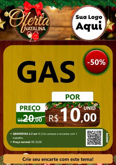 Modelo de Cartaz para Cartaz A4 Vertical com o tema Ofertas Natalina para Água e gás