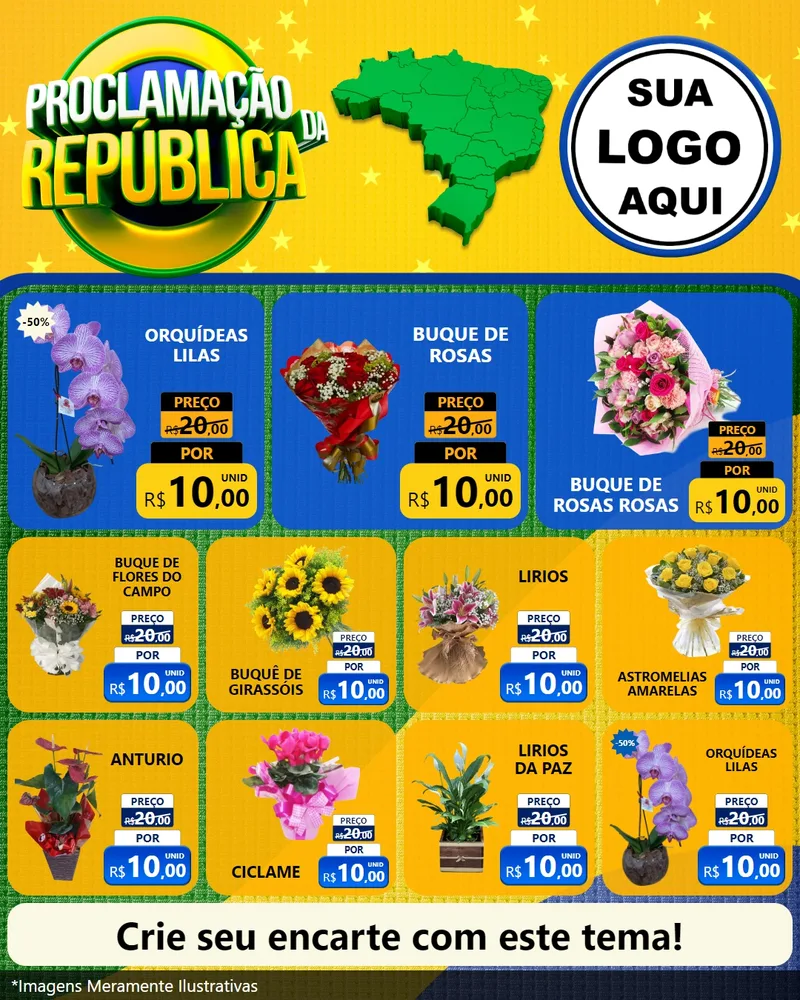 Modelo de Rede Social para Feed Instagram com o tema Proclamação da República para Floricultura e jardim