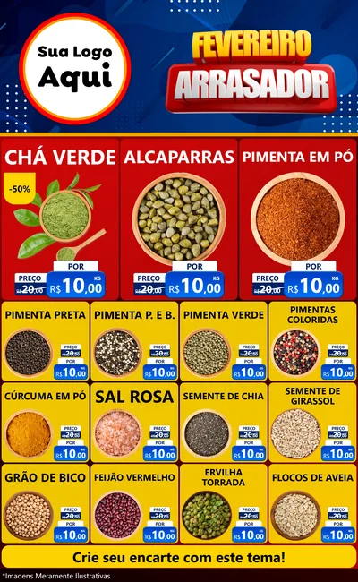 Modelo de Encarte para Encarte Grande com o tema Fevereiro Arrasador para Produtos Naturais