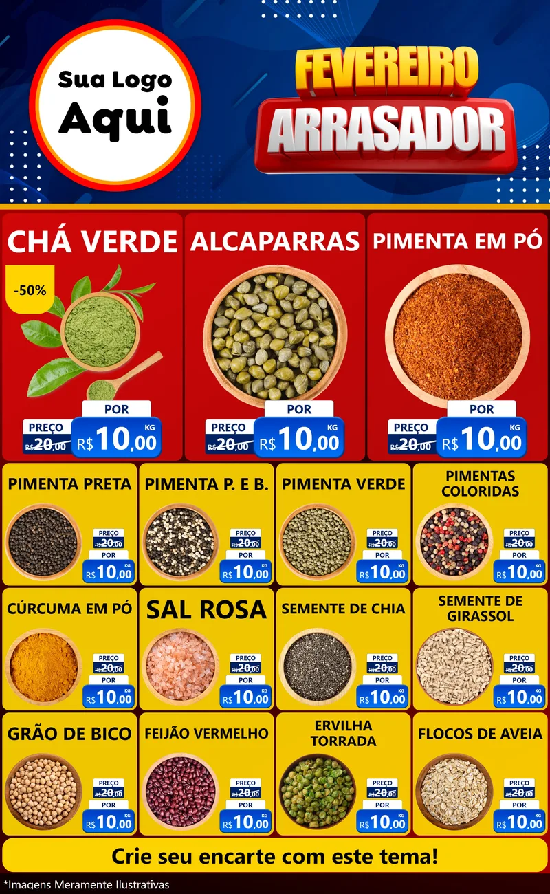 Modelo de Encarte para Encarte Grande com o tema Fevereiro Arrasador para Produtos Naturais