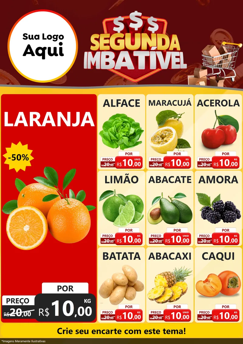 Modelo de Encarte para Encarte A4 Vertical com o tema Segunda Imbatível para Hortifrúti