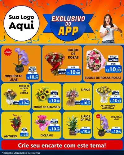 Modelo de Rede Social para Feed Instagram com o tema Exclusivo do Aplicativo para Floricultura e jardim