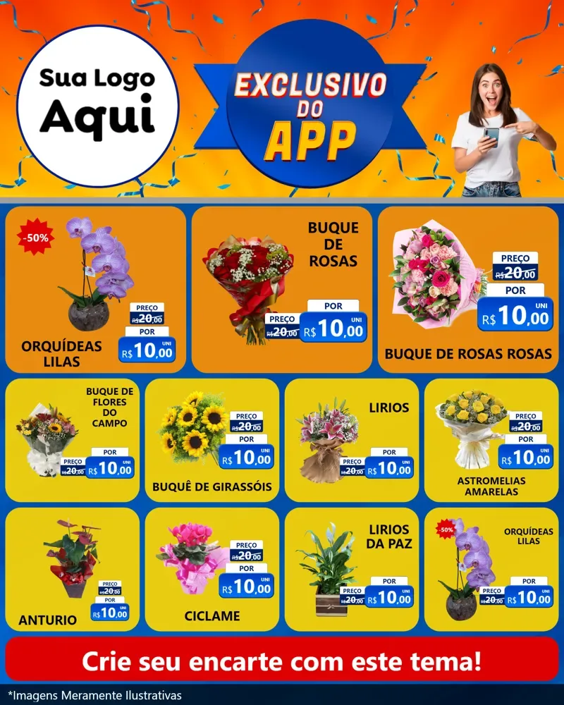 Modelo de Rede Social para Feed Instagram com o tema Exclusivo do Aplicativo para Floricultura e jardim