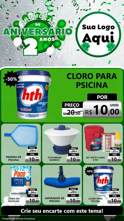 Modelo de Rede Social para Stories com o tema Promoção de Aniversário - 2 Anos para Produtos para Piscina