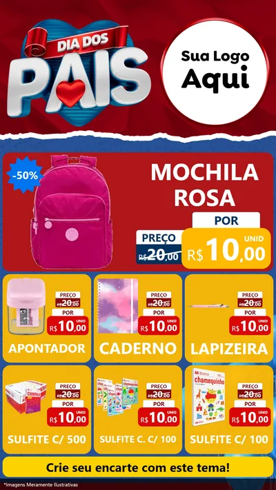 Modelo de Rede Social para Stories com o tema Dia dos Pais para Papelaria