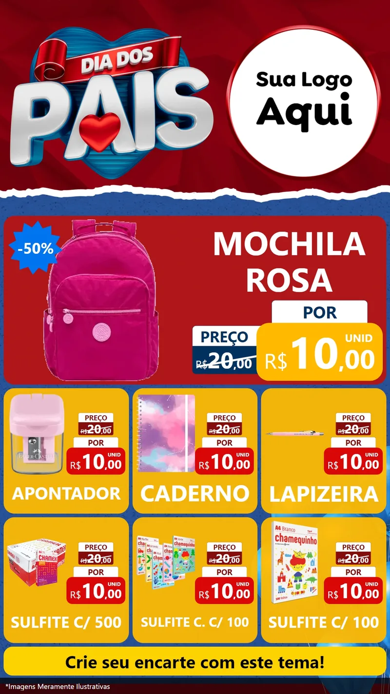 Modelo de Rede Social para Stories com o tema Dia dos Pais para Papelaria