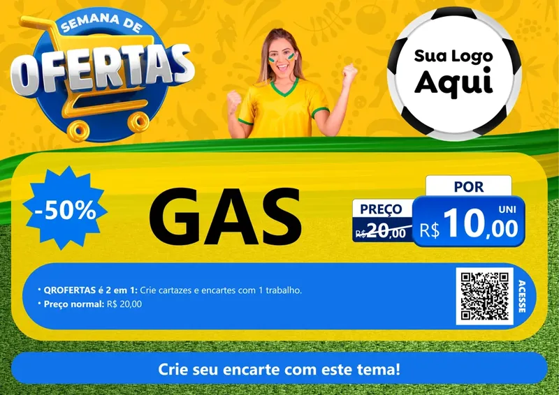 Modelo de Cartaz para Cartaz A4 Horizontal com o tema Semana de Ofertas - Copa para Água e gás