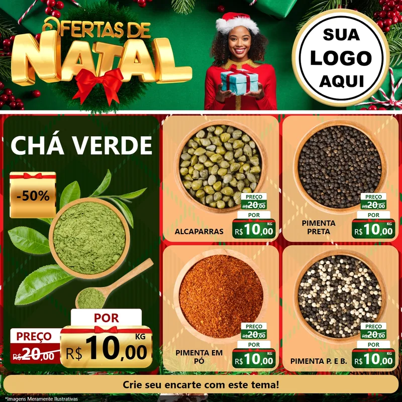 Modelo de Rede Social para Feed Facebook com o tema Ofertas de Natal para Produtos Naturais