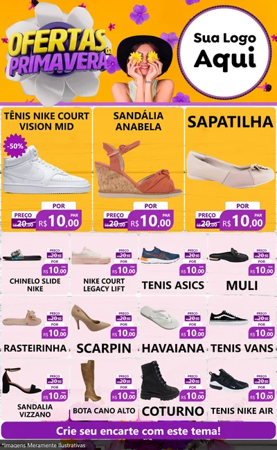 Modelo de Encarte para Encarte Grande com o tema Ofertas Da Primavera para Calçados