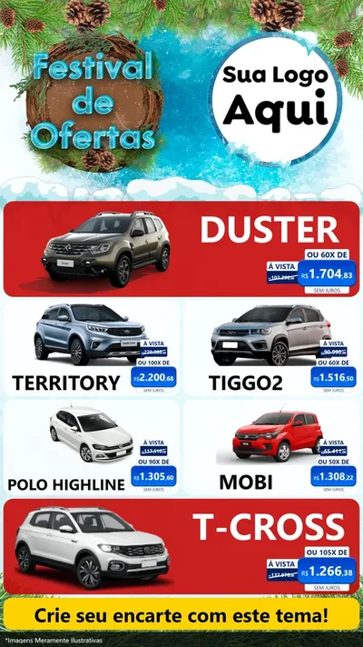 Modelo de TV para TV Vertical com o tema Festival de Ofertas - Inverno para Concessionaria de Carros