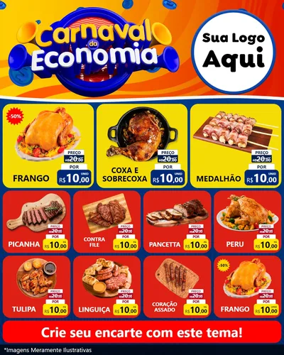 Modelo de Rede Social para Feed Instagram com o tema Carnaval da Economia para Assados