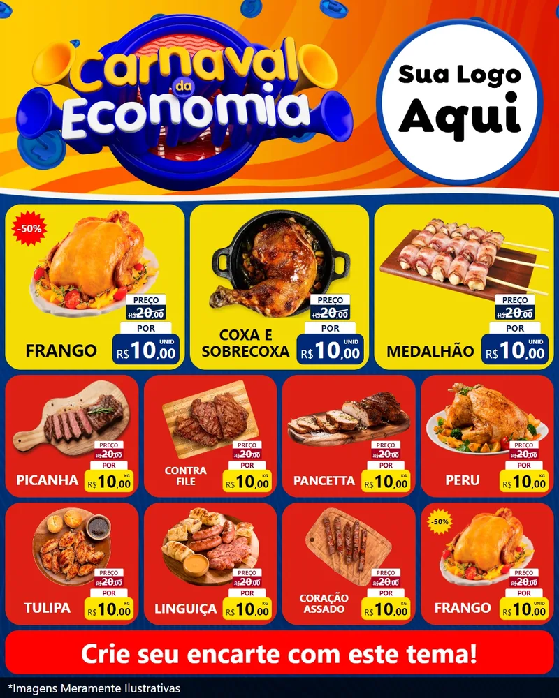 Modelo de Rede Social para Feed Instagram com o tema Carnaval da Economia para Assados