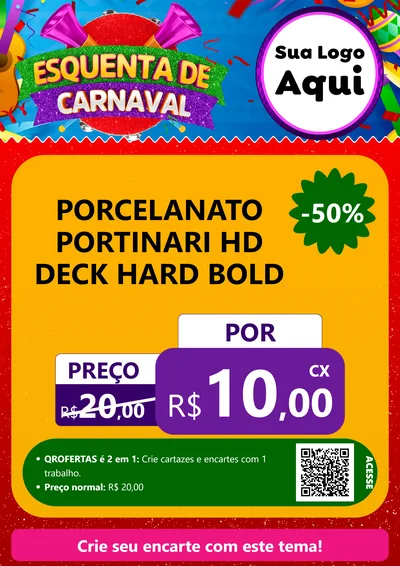 Modelo de Cartaz para Cartaz A4 Vertical com o tema Esquenta de Carnaval para Pisos e revestimentos