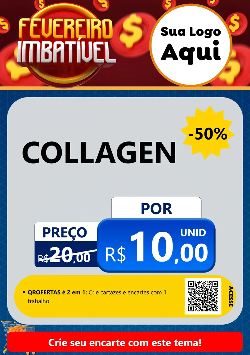Modelo de Cartaz para Cartaz A4 Vertical com o tema Fevereiro Imbatível para Suplementos alimentares