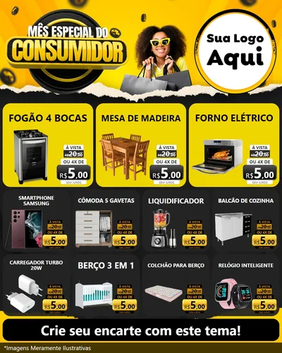 Modelo de Rede Social para Feed Instagram com o tema Mês Especial do Consumidor para Móveis e Eletro
