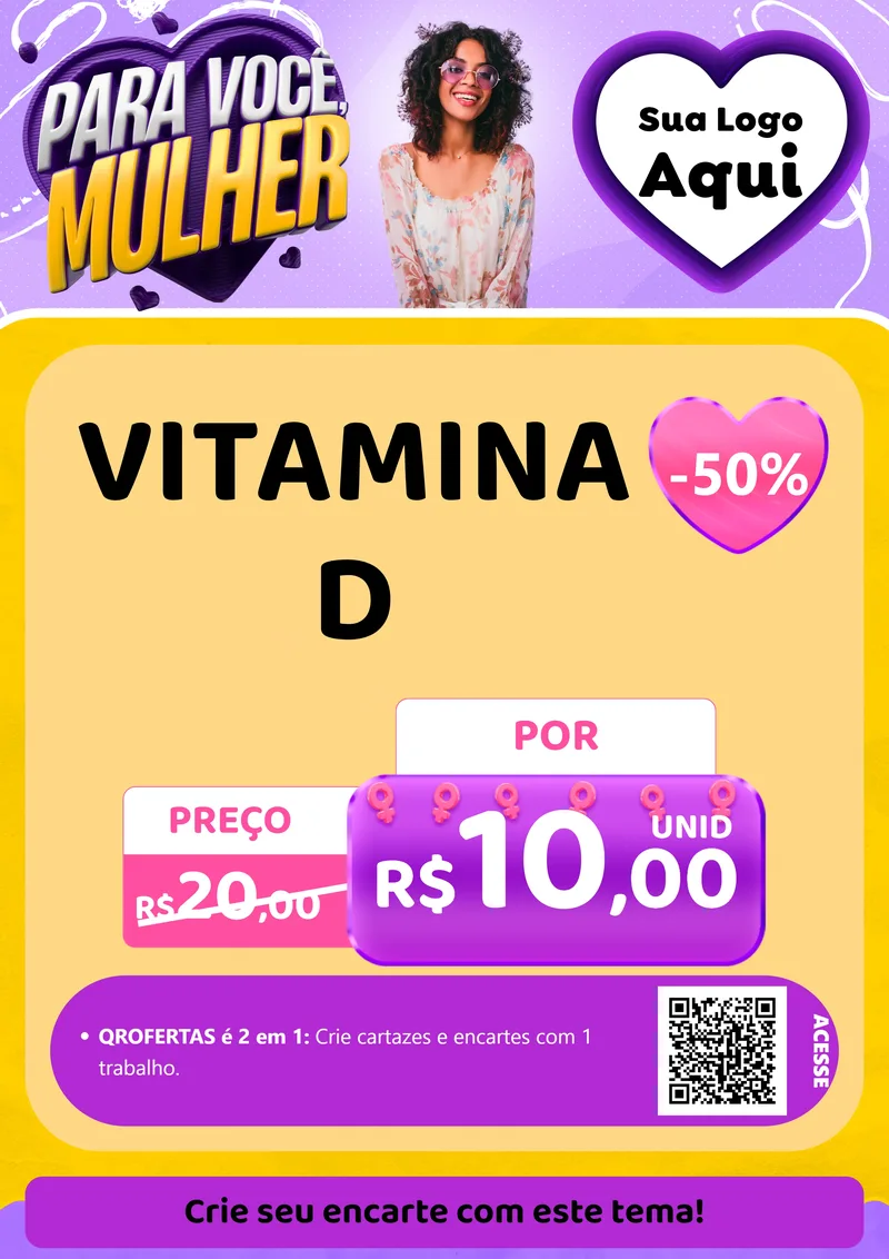 Modelo de Cartaz para Cartaz A4 Vertical com o tema Para Você, Mulher para Farmácia