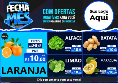 Modelo de Encarte para Encarte A4 Horizontal com o tema Fecha Mês para Hortifrúti