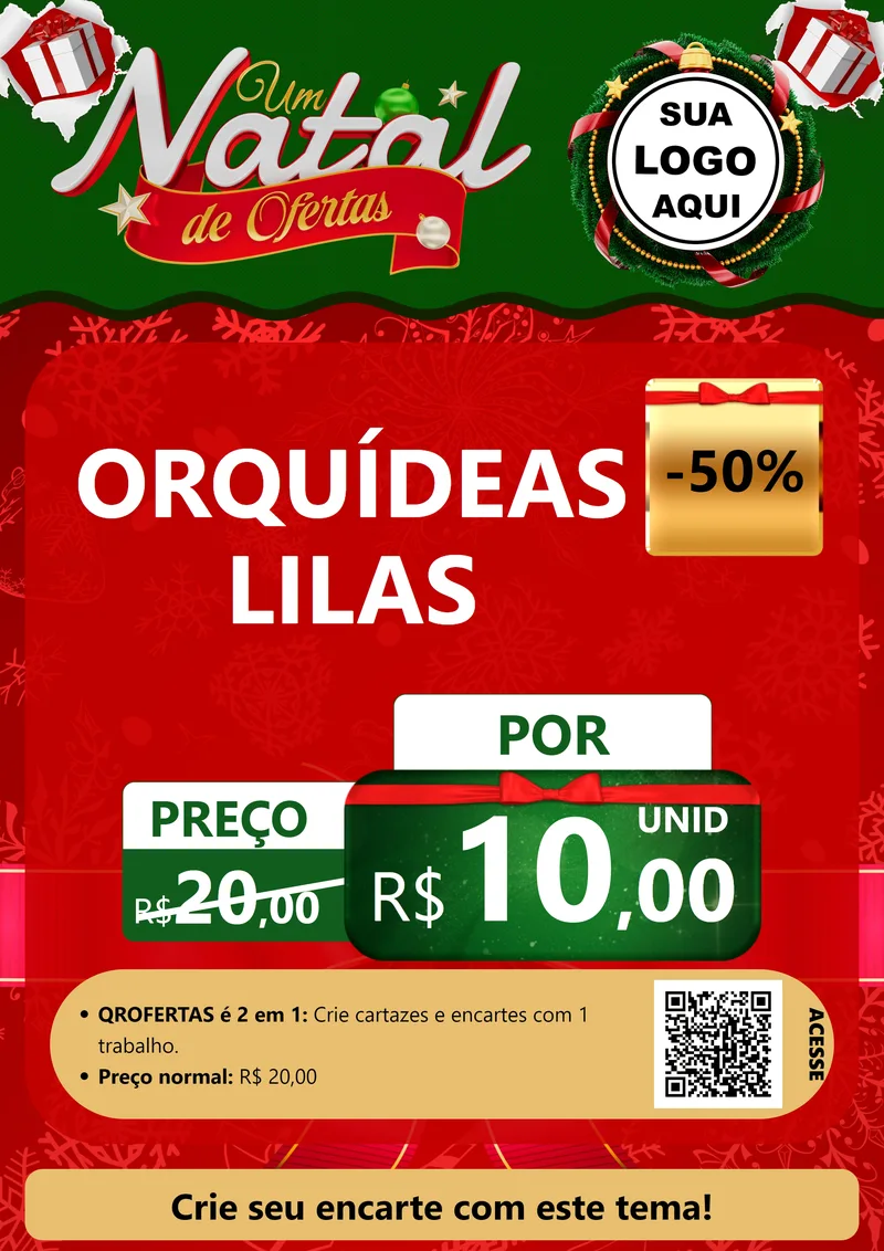 Modelo de Cartaz para Cartaz A4 Vertical com o tema Um Natal de Ofertas para Floricultura e jardim