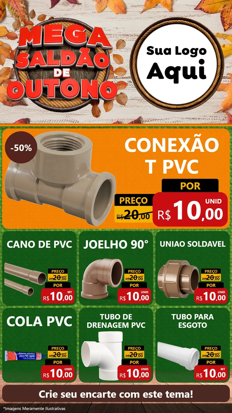 Modelo de Rede Social para Stories com o tema Mega Saldão de Outono para Tubos e conexões