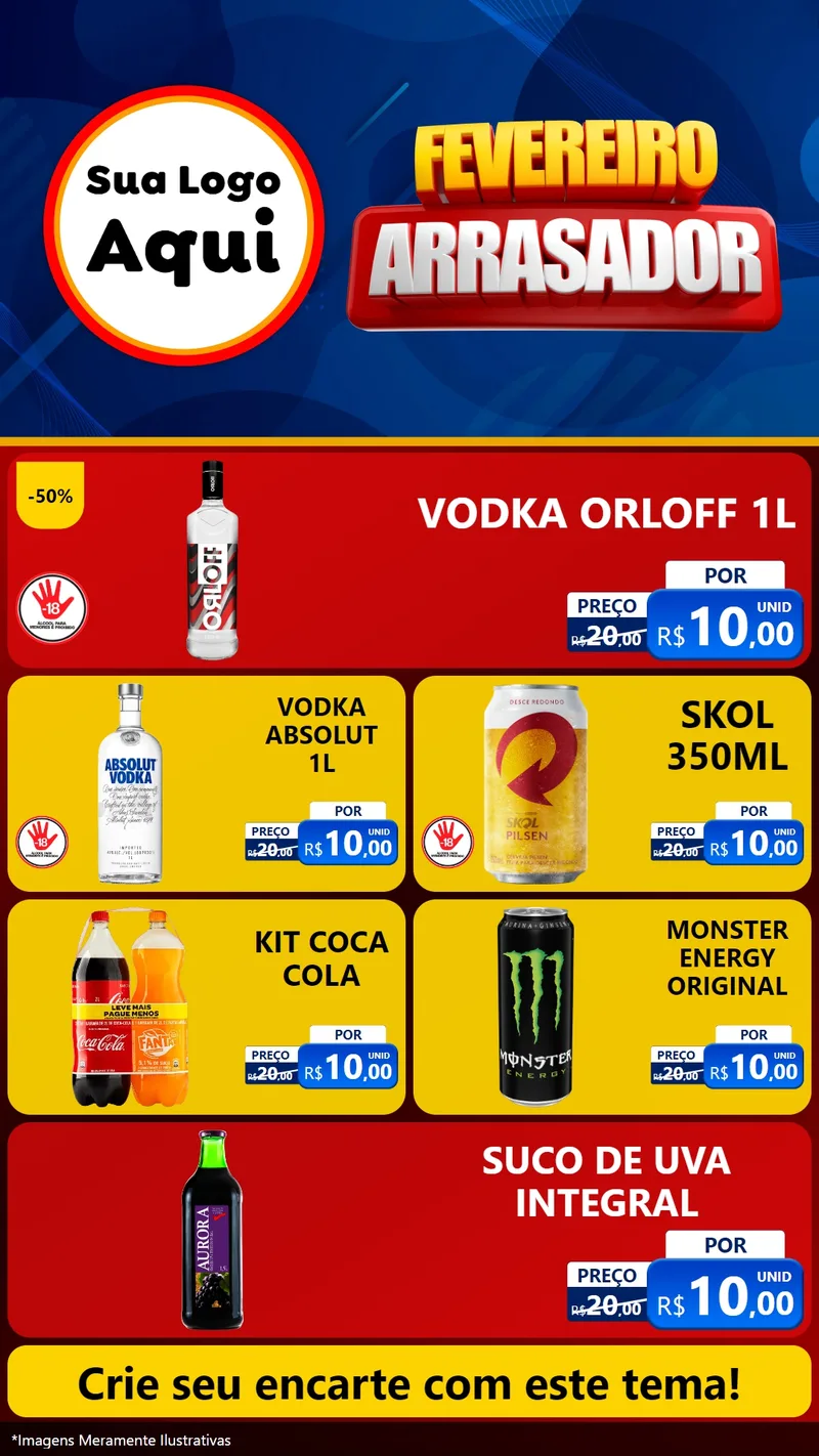 Modelo de TV para TV Vertical com o tema Fevereiro Arrasador para Distribuidora de bebidas