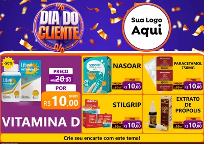 Modelo de Encarte para Encarte A4 Horizontal com o tema Dia do Cliente para Farmácia