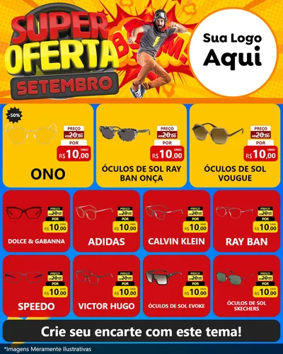 Modelo de Rede Social para Feed Instagram com o tema Super Oferta Setembro para Óticas