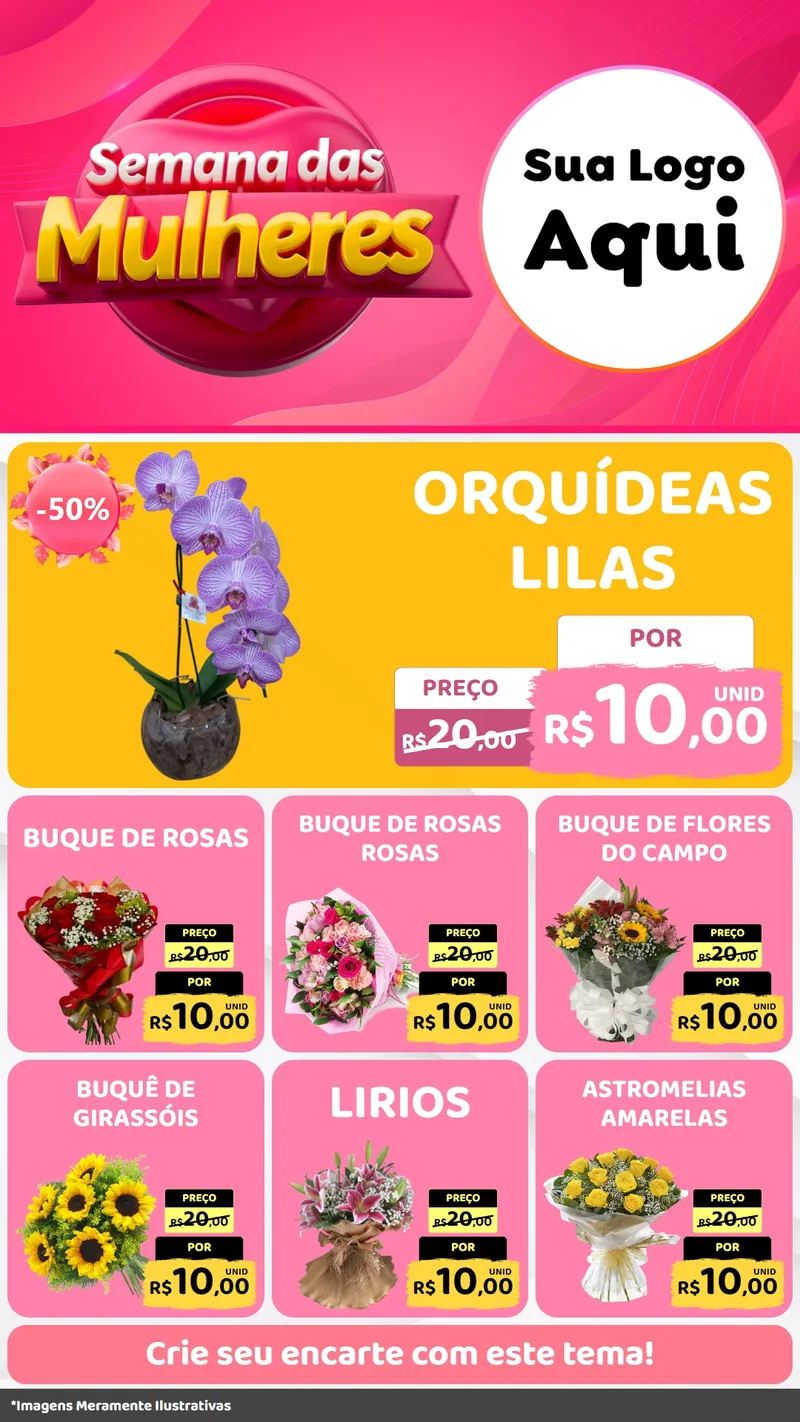 Modelo de Rede Social para Stories com o tema Semana das Mulheres para Floricultura e jardim
