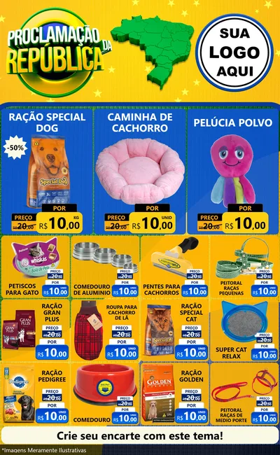 Modelo de Encarte para Encarte Grande com o tema Proclamação da República para Pet Shop