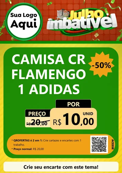 Modelo de Cartaz para Cartaz A4 Vertical com o tema Julho Imbatível para Roupas e acessórios