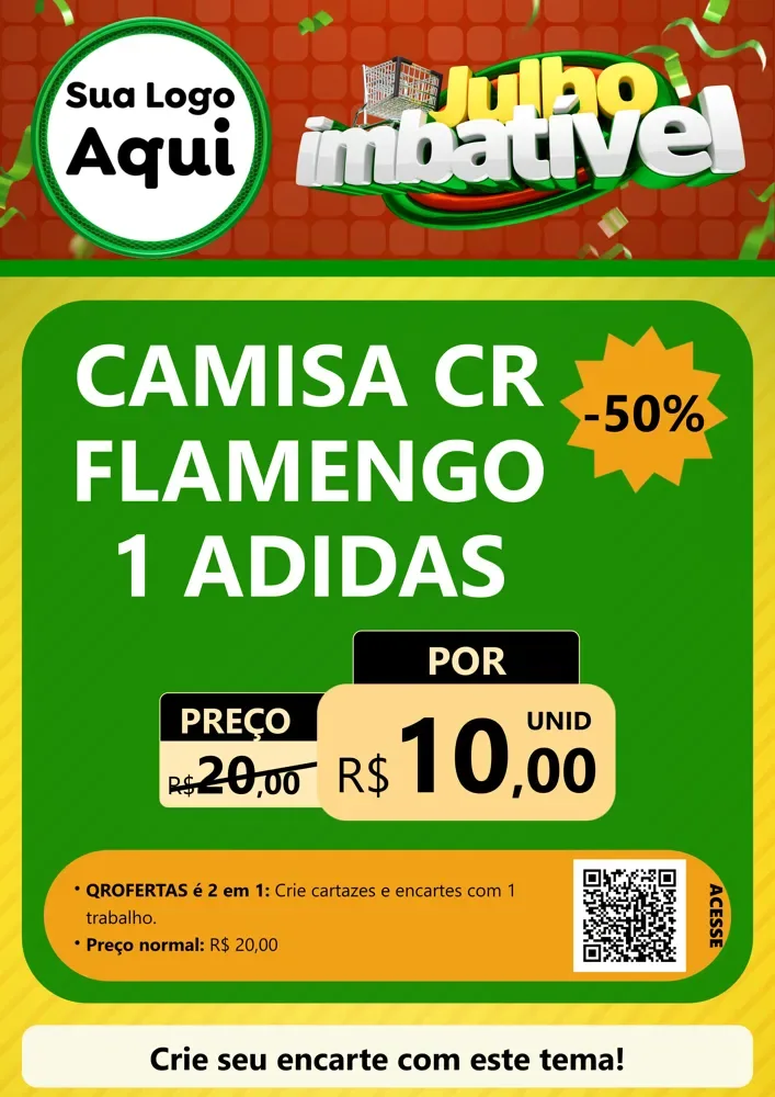 Modelo de Cartaz para Cartaz A4 Vertical com o tema Julho Imbatível para Roupas e acessórios