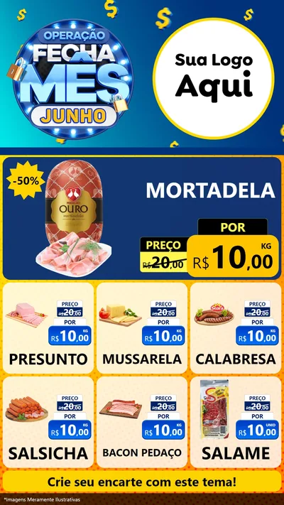 Modelo de Rede Social para Stories com o tema Operação Fecha Mês, Junho para Frios e Laticínios