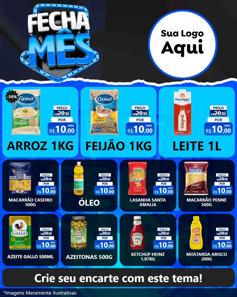 Modelo de Rede Social para Feed Instagram com o tema Fecha Mês para Supermercado