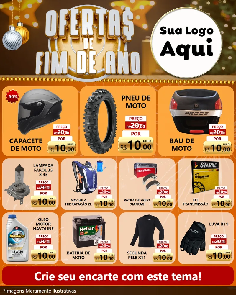Modelo de Rede Social para Feed Instagram com o tema Ofertas de Fim de Ano para Moto peças