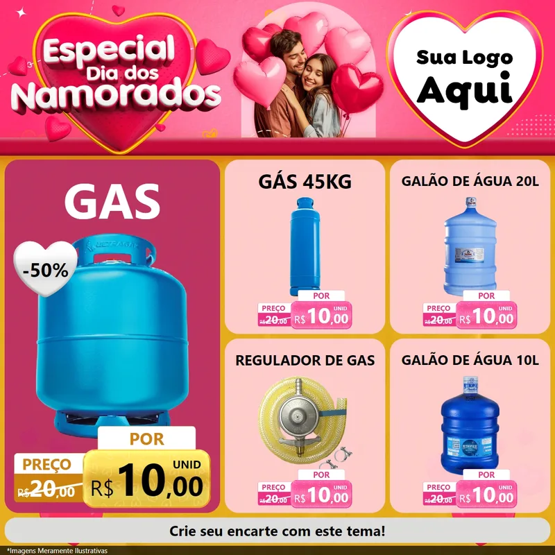 Modelo de Rede Social para Feed Facebook com o tema Especial Dia dos Namorados para Água e gás