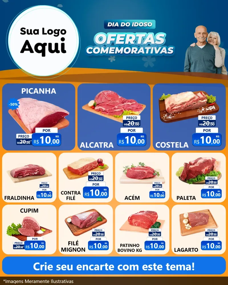 Modelo de Rede Social para Feed Instagram com o tema Dia do Idoso para Açougue