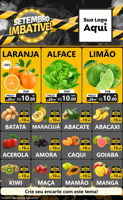 Modelo de Encarte para Encarte Grande com o tema Setembro Imbatível para Hortifrúti