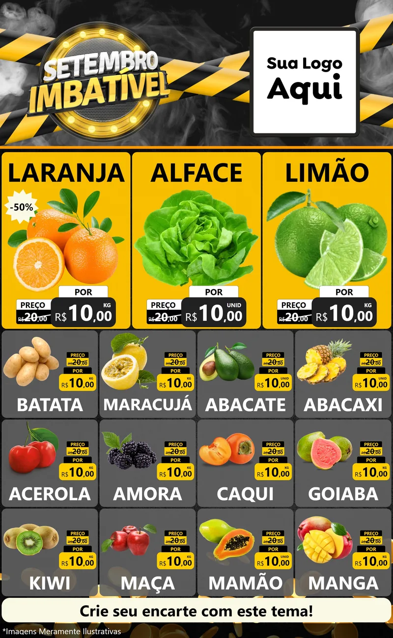 Modelo de Encarte para Encarte Grande com o tema Setembro Imbatível para Hortifrúti