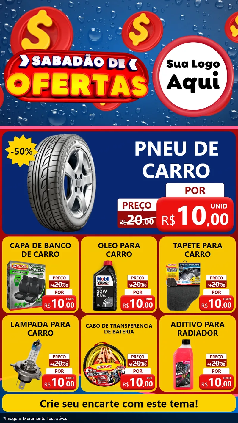 Modelo de Rede Social para Stories com o tema Sabadão de Ofertas para Auto peças