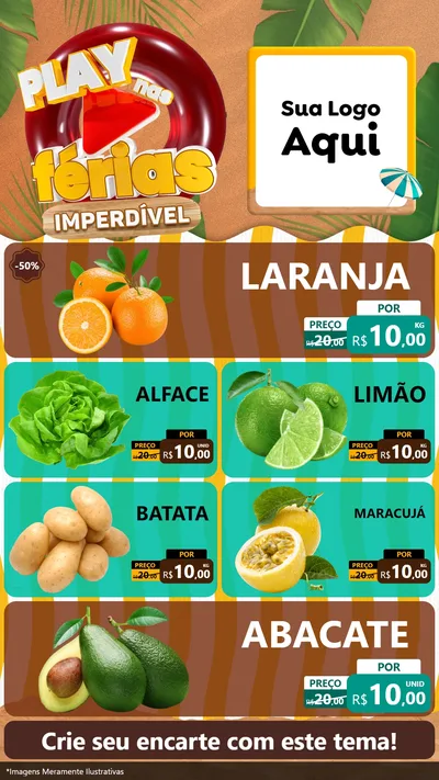 Modelo de TV para TV Vertical com o tema Play Nas Férias Imperdível para Hortifrúti