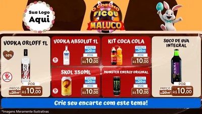 Modelo de TV para TV Horizontal com o tema O Coelho Ficou Maluco - Páscoa para Distribuidora de bebidas