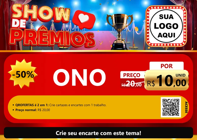 Modelo de Cartaz para Cartaz A4 Horizontal com o tema Show de Prêmios para Óticas