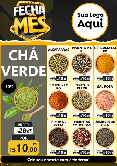 Modelo de Encarte para Encarte A4 Vertical com o tema Fecha Mês para Produtos Naturais