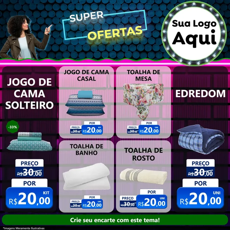 Modelo de Rede Social para Feed Facebook com o tema Super Ofertas para Cama, Mesa e Banho